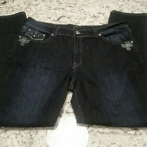 Seven7 dark wash Skinny embellished jeans EUC D4 - Picture 1 of 6